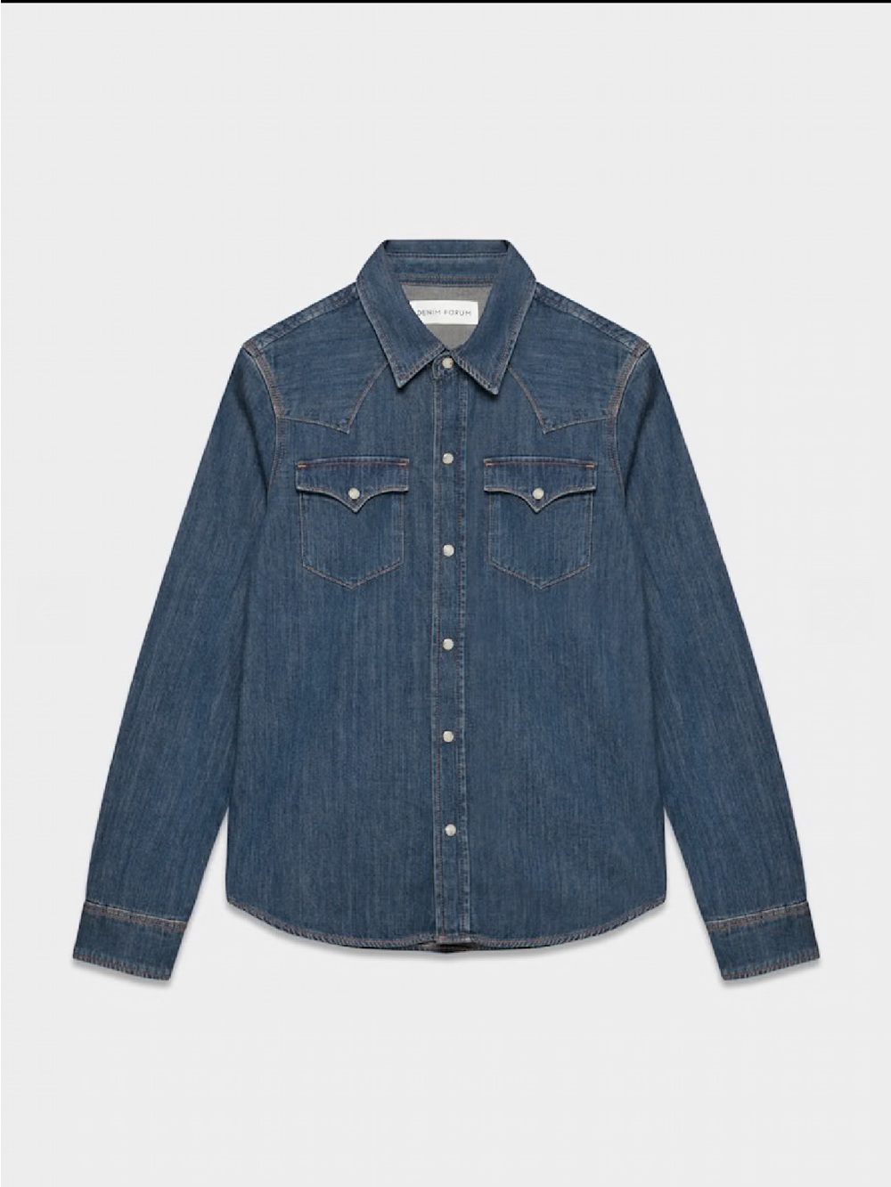 Denim Forum ($110) Western Denim Shirt in Vintage Dark Blue - Picture 3 of 14